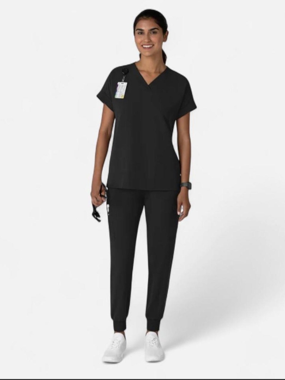 Wink Black Scrub Top and Jogger Set